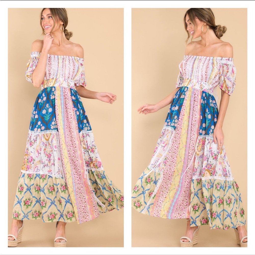 BAROK PARIS Bring Back Flowers Multi Print  Dress Patchwork Maxi Dress SZ Sm